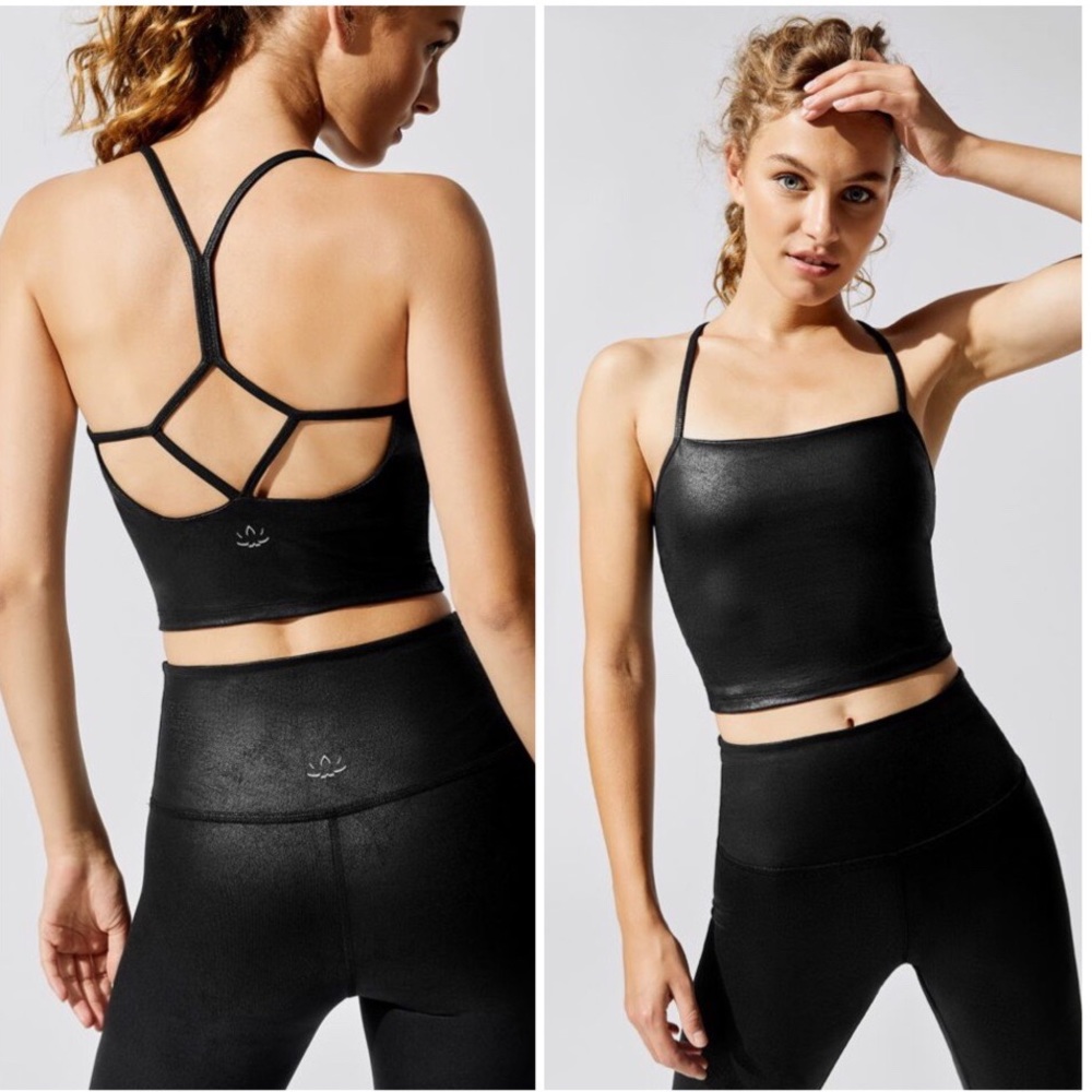 Beyond Yoga Luxe Leatherette Cropped Tank Black